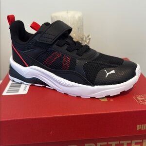 PUMA Kids Black and Red Sneakers